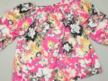 bluzki w kwiaty z bufiastymi rękawami: Blouse, XL (EU 42), condition - Good