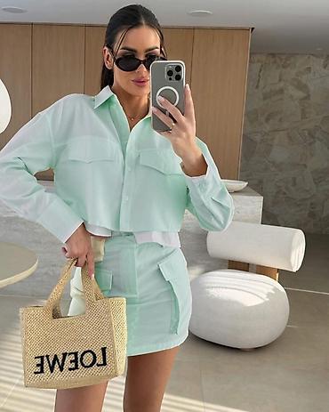 Kompleti: 🔥Top zenski komplet košulja + mini suknja
✅3200 din — 2