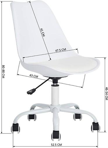 Kancelarijske stolice: Radna stolica na točkićima – bela - Moderan minimalistički dizajn — 8