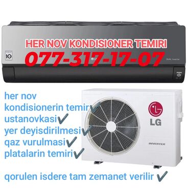 Kondisionerlər: Təmir, Split kondisionerlər, Frion vurulması, Zəmanətlə