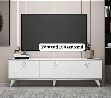 TV altlığı: TV stend – 150 AZN - Minimalist dizayn, ağ rəng - 3 qapılı saxlama — 1
