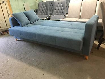 transformer divan: Mavi rəngdə transformer divan–çarpayı - Müasir minimal dizayn, yumşaq — 3