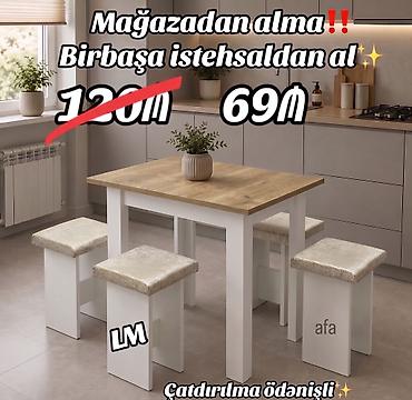 taburetka satilir: MASA + 4 TABURETKA Yeni və sifarişlə. Çox səmərəli və keyfiyyətli📌 — 3