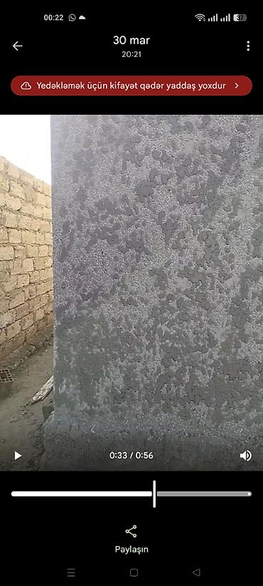 Штукатурка: Dekorativ suvaq – “Yağmur daş” effekti Tətbiq sahəsi: - Daxili və — 1