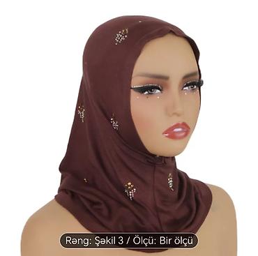 Hicab: Qadınlar üçün hazır örtülü hicab - Rəng: Şəkil 3 - Ölçü: Bir ölçü — 1