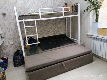 двухъярусная кровать для взрослых со встроенным диваном купить: Двухъярусная кровать, С выкатной системой