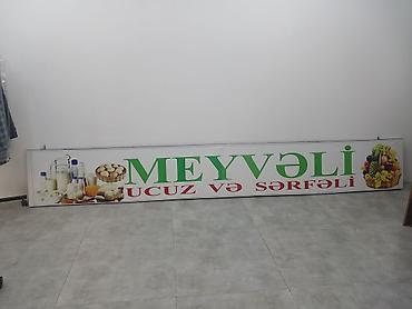 barber reklam: Reklam lövhəsi – “MEYVƏLİ UCUZ VƏ SƏRFƏLİ” - Tip: Mağaza/vitrin üçün — 1