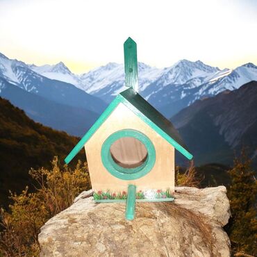 Yuvalar: Rəngli dekorativ quş evi Olçüsü 15*12*12 - Material: ağac - Dizayn — 21