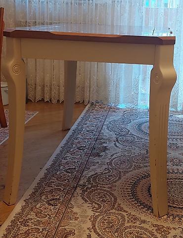 sabalid agaci: Ağ gövdəli, qəhvəyi ağac üstlü yemək/çay masası - Üst hissə: cilalı — 2