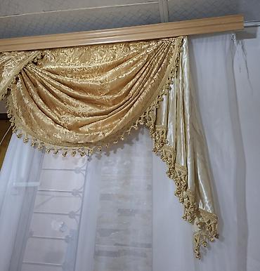 krucok: İşlənmiş, Satin Pərdə, rəng - Qızılı — 2