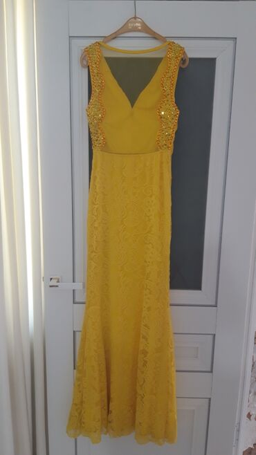 купить шикарное вечернее платье: XL (EU 42), цвет - Желтый, Вечернее