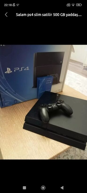 Masaüstü kompüterlər və iş stansiyaları: Ps4 slim satilir 500 GB yaddaşdi icinde 30 dene oyunu var 2 dene