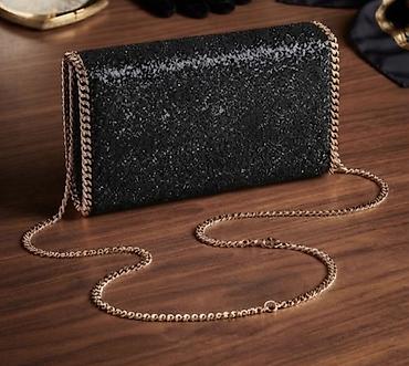 Elegantna ženska večernja torbica – crni šimer - Materijal