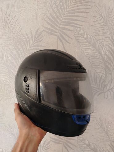 taxtanın qiyməti 2021: Tam üzlü motosiklet dəbilqəsi - Rəng: mat qara, ön hissədə mavi