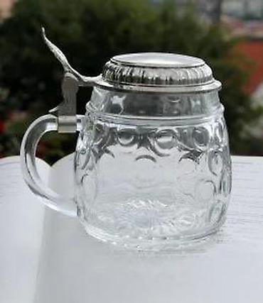 Staro posuđe i escajg: Vntag ORIGINAL BMF BIERSEIDEL Bubble Glass Stein Pevter 1950. Made in — 7