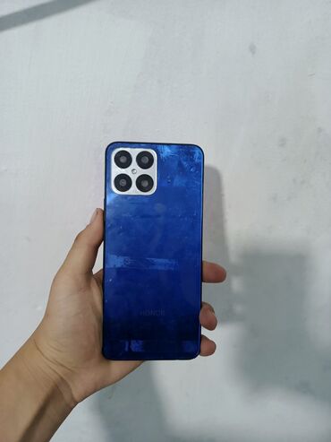 телефон fly e154: Honor X8, 128 ГБ, цвет - Синий, Отпечаток пальца, Face ID