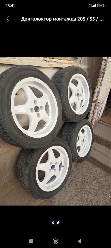 Дөңгөлөктөр монтажда 205 / 55 / R 16, Жай, Колдонулган, Комплект, Жеңил унаалар, Куйма, тешиктери - 4