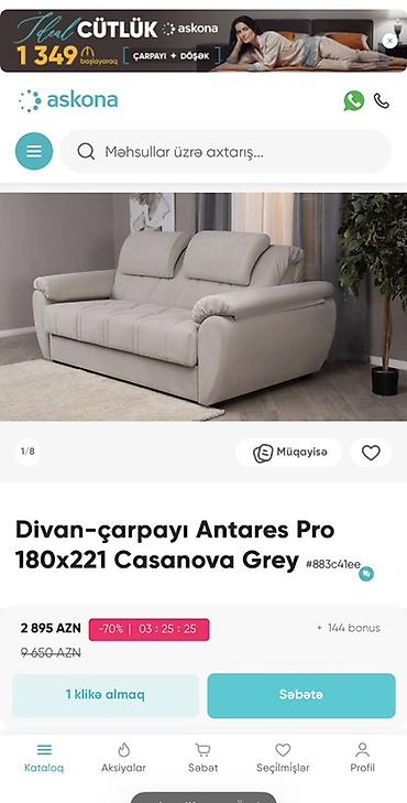 askona: Divan-kravat, Yeni, Açılan, Bazalı, Parça — 4