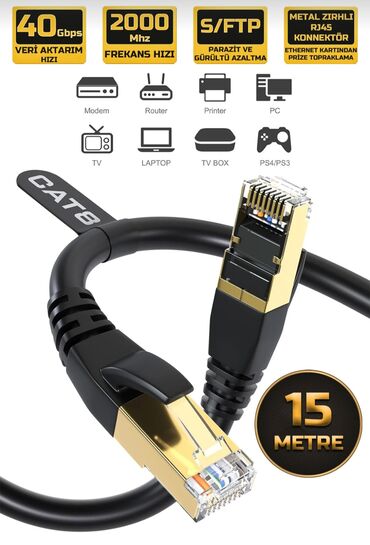 Generatorlar: Ethernet kabeli Gold Step Türkiyədən gəlib. CAT7 15 metr 30₼ əldə var