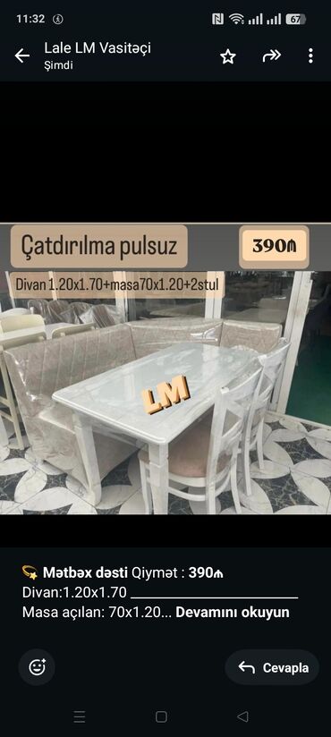 Sifarişlə çarpayılar: Künc divan, Mətbəx üçün