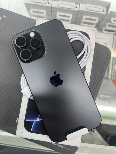 iphone 8 в рассрочку: IPhone 16 Pro Max, Жаңы, 256 ГБ, Black Titanium, Кабель, Куту, 100 %