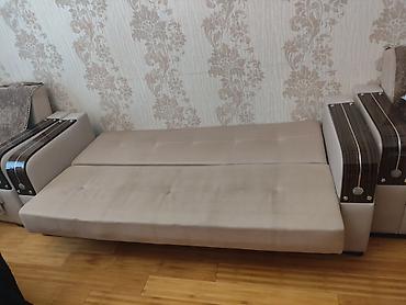 Ev və bağ: Bej rəngli yumşaq mebel dəsti – divan və 2 kreslo - Dizayn: açıq bej — 4
