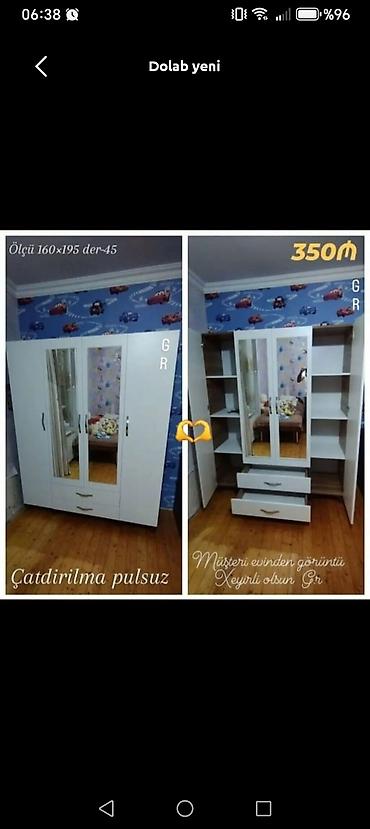 servant dolabı: Yeni, 4 qapılı, Siyirməli, Ağ, Açılan, Düz dolab — 1