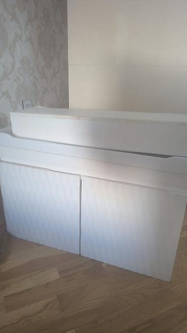 шкаф в ванную: Hamam üçün lavabo və şkaf dəsti - Rəng: ağ - Üst hissə: keramika — 2