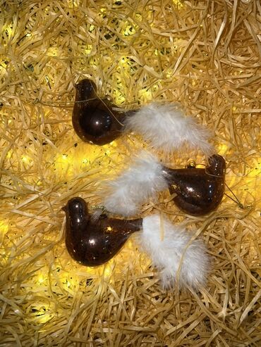 Yeni il oyuncaqları və bəzəkləri: Yeni il ağacı üçün quş fiqurlu bəzək dəsti - Dizayn: kiçik quş — 12