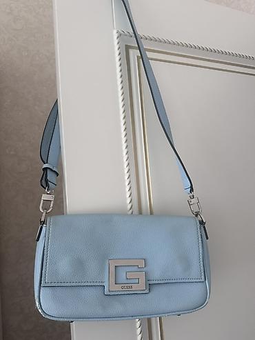 orginal canta: Guess çiyin/çapraz asma çantası – açıq mavi - Material: toxumalı — 1