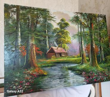 Şəkillər, tablolar: Əl işi yağlı boya tabloları - Mövzular: - Təbiət mənzərələri: çay — 6