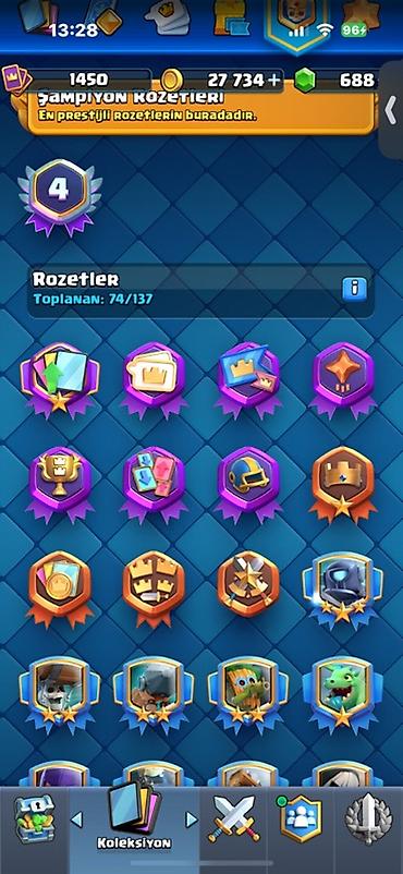 Digər kolleksiyalar: Clash Royale hesabı 11200+ kupa sahibdir 1500+ kolleksion lvl 12 — 6