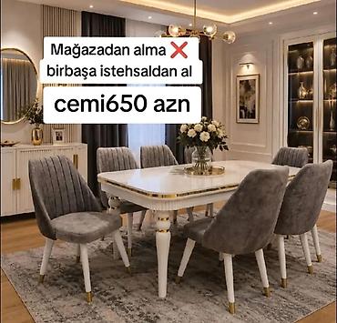 stol uzlukleri: Yemək otağı dəsti – zərif klassik-modern dizayn - Dəst: 1 ədəd yemək — 1