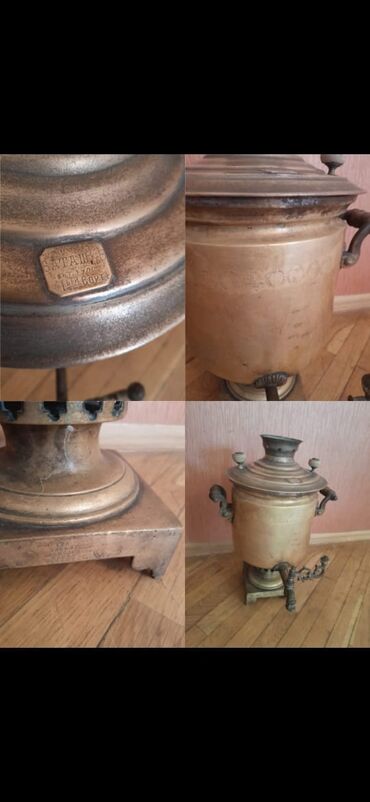 antik xalca: Qədim samovar, 100 il, Latun, Vəziyyəti: Əla