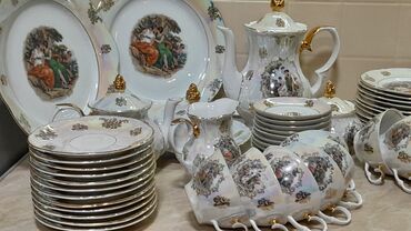 işlenmiş pecler: Çay dəsti, Farfor, 12 nəfərlik, Almaniya