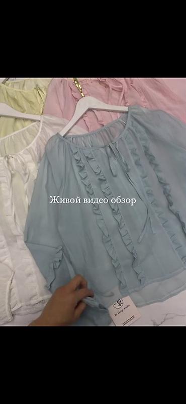 блуза летняя: Блузка, Однотонный, С воланами — 2