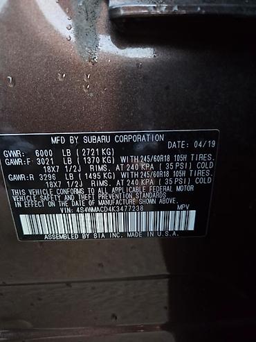 Subaru: Subaru Ascent: 2019 г., 2.4 л, Бензин — 13