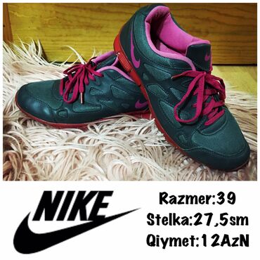 Кроссовки и спортивная обувь: Razmer:39
Stelka:27,5
Qiymet:12 AzN
Brend:Nike
