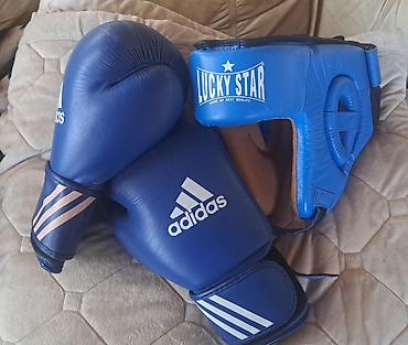 Boks aparatları: Boks üçün dəst - Brendlər: Adidas (əlcəklər), Lucky Star (başlıq) - — 1