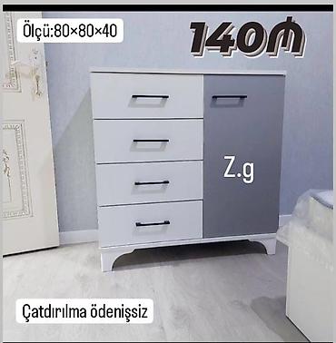 Komodlar: - Komod/dresser – 4 çekməce + 1 qapalı bölmə - Rəng: ağ və boz — 1
