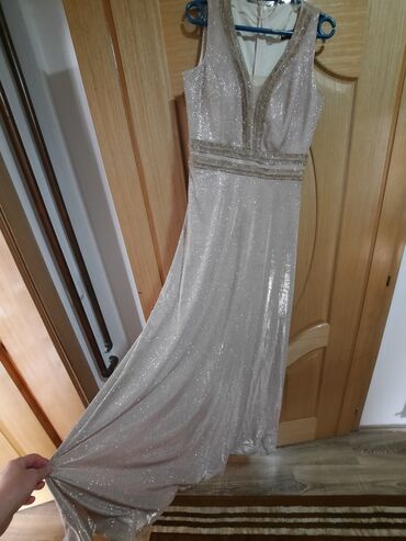 zlatne haljine za svadbu: M (EU 38), color - Grey, Evening, With the straps