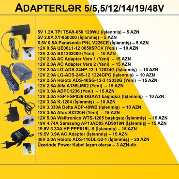 Digər kompüter aksesuarları: Adapterlər “5/5,5/12/14/19/48V 0,5/1/2/3/4/5A” ⭐5V 1.2A TPI TSA9-050 — 2