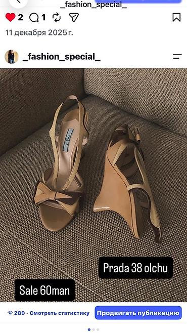 Basanoşka və səndəllər: Brend: Prada Model: Açıq burunlu, arxadan kəmərli qadın sandal Ölçü — 2