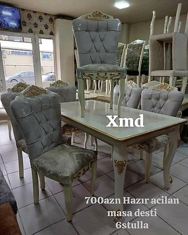 evcil mobilya: Qonaq otağı üçün, Yeni, Açılmayan, Dördbucaq masa, 6 stul — 3
