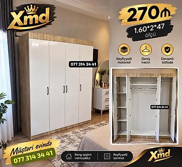 Dörd qapılı paltar dolabı – Xmd Ölçü: 1.60 × 2 × 0.47 m Material