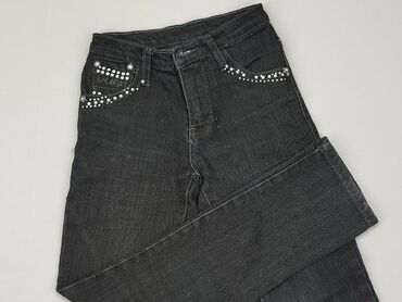 spodnie jeans biodrówki: Spodnie jeansowe, 9 lat, 128/134, stan - Dobry