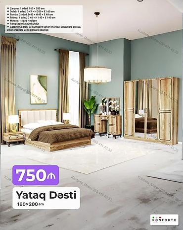 Ev və bağ: Yataq Dəsti – 160×200 sm Komplekt: - Çarpayı: 1 ədəd, 160×200 sm - — 2