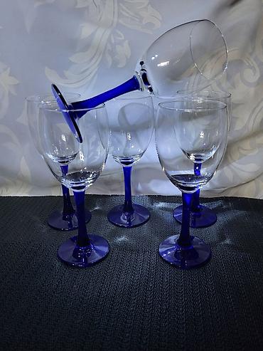 Čaše: Case nove,vintaz holandske za vino. Case staklo,kobaltno staklo,sve — 2