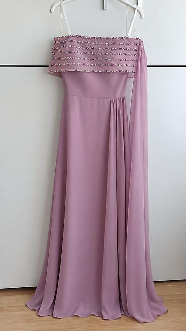 Mauve/çəhrayı-bənövşəyi rəngdə zərif axşam/gecə libası. -
