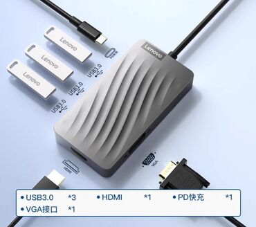 корманный вайфай: Многофункциональный USB‑C хаб Lenovo - Подключение: USB‑C - Порты